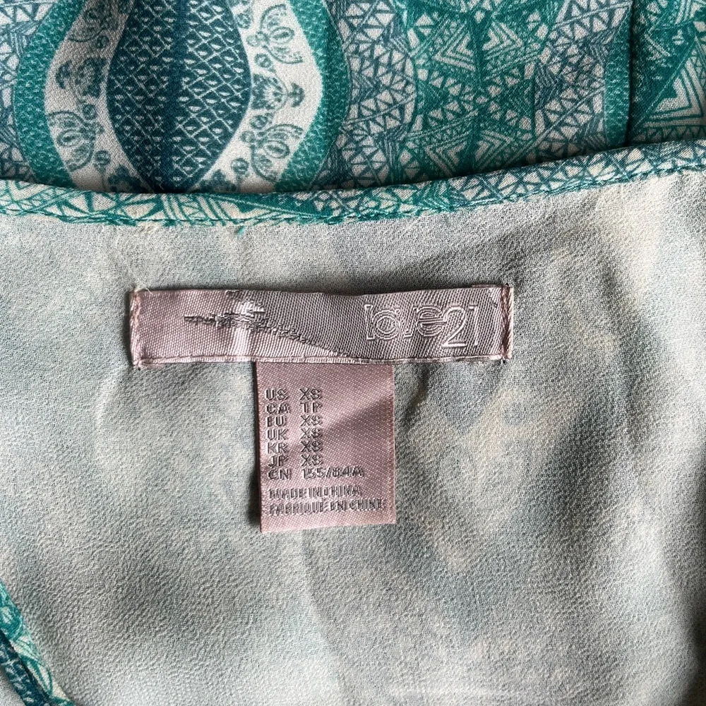 Love21 Teal Paisley Floor Length Maxi Dress- Size XS - Picture 2 of 7